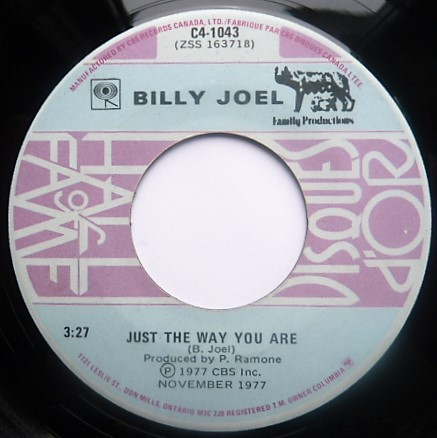 Billy Joel – Just The Way You Are / She's Always A Woman To Me   vinilo single 7″ usado