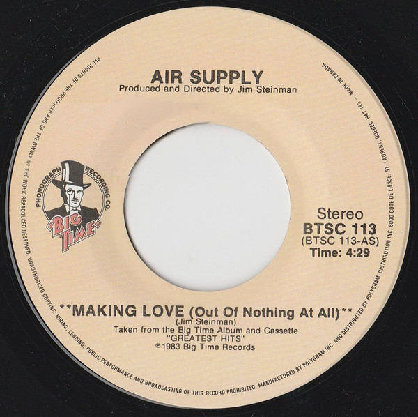 Air Supply – Making Love (Out Of Nothing At All) vinilo single 7″ usado