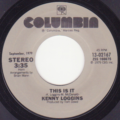 Kenny Loggins – This Is It / I'm Alright (Theme From "Caddyshack") vinilo single 7″ usado