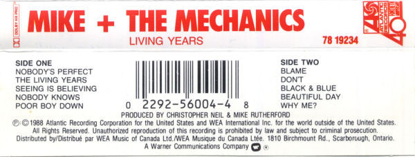 Mike & The Mechanics – Living Years cassette usado - Imagen 2