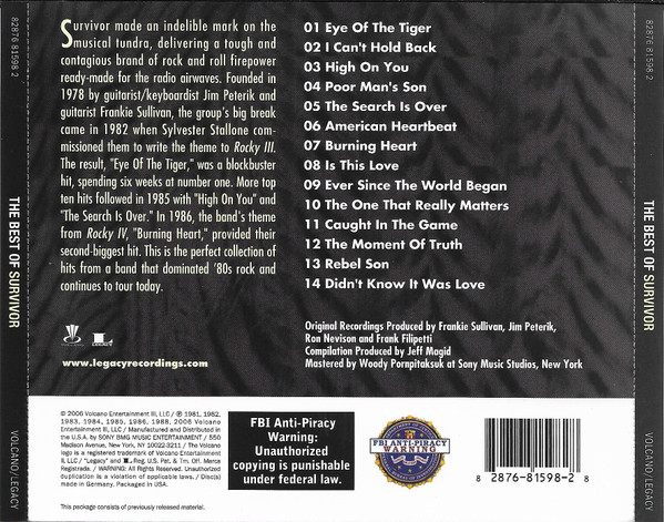 Survivor – The Best Of Survivor cd nuevo - Imagen 2