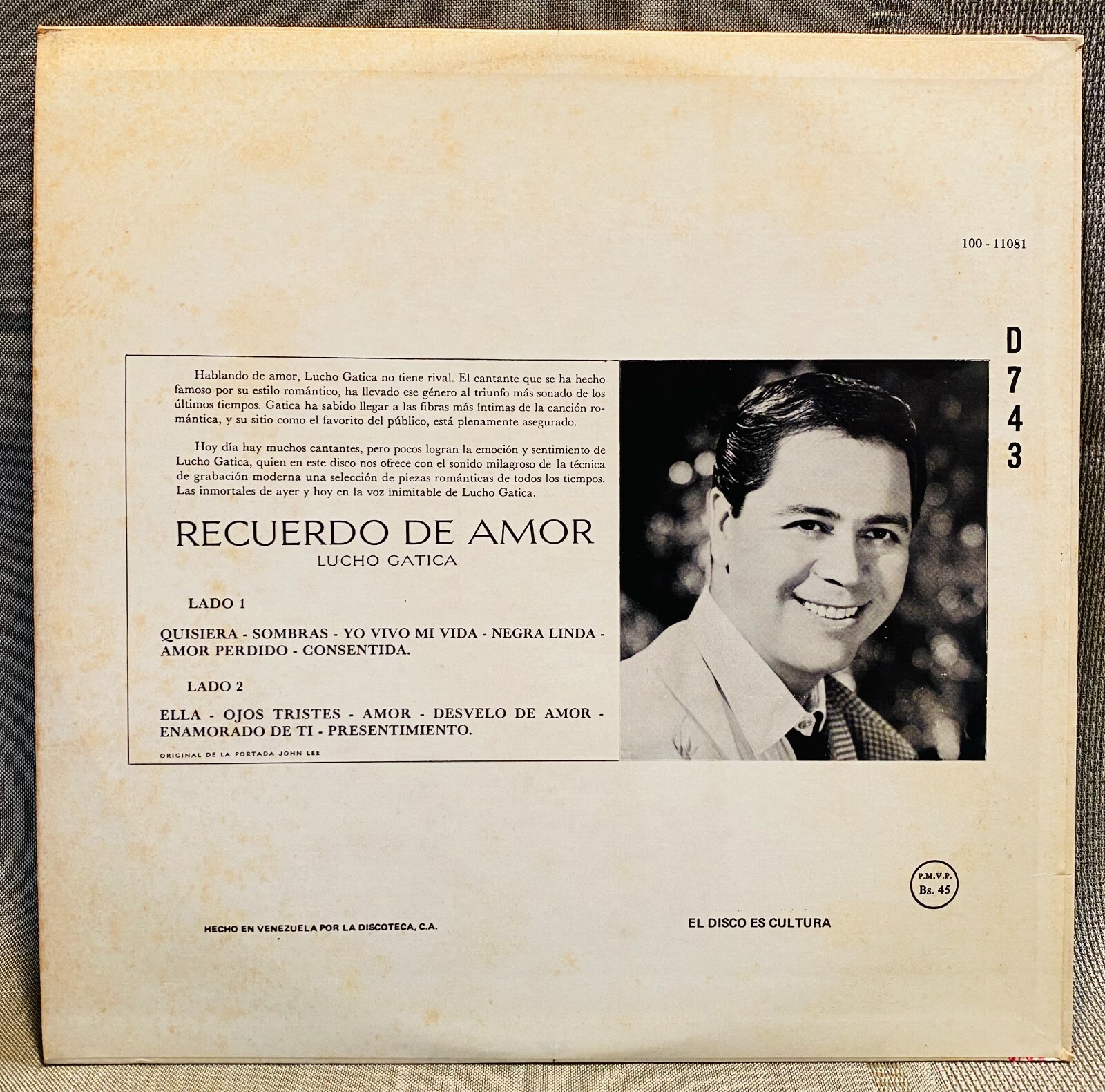 Lucho Gatica – Recuerdo De Amor vinilo usado - Imagen 2