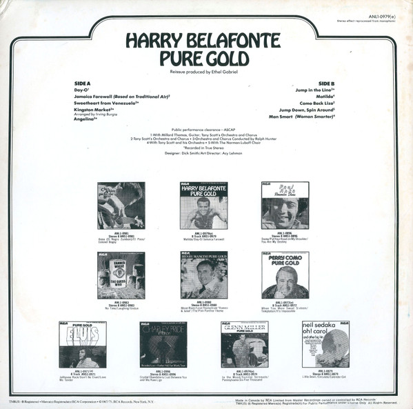 Harry Belafonte – Pure Gold vinilo usado - Imagen 2