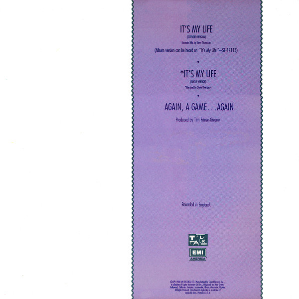 Talk Talk – It's My Life (Extended Version) maxi single usado - Imagen 2