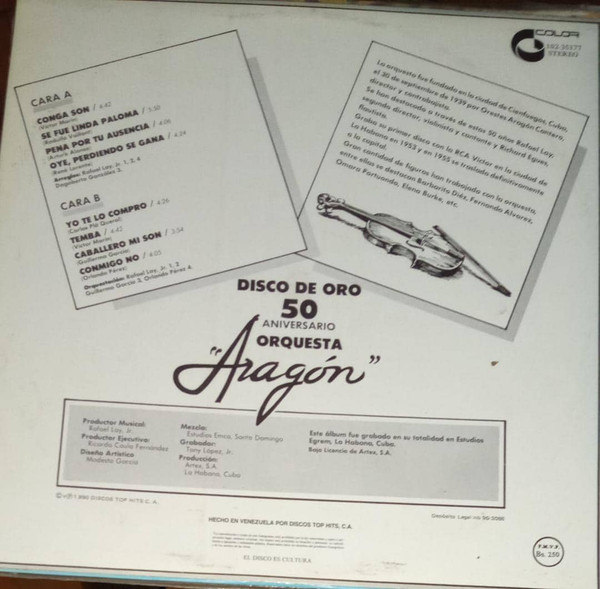Orquesta Aragon – Disco De Oro 50 Aniversario Orquesta Aragon vinilo usado - Imagen 2