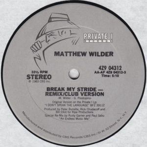 Matthew Wilder – Break My Stride   maxi single usado