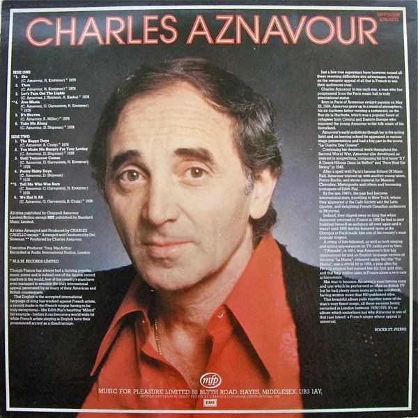 Charles Aznavour – Charles Aznavour vinilo usado - Imagen 2