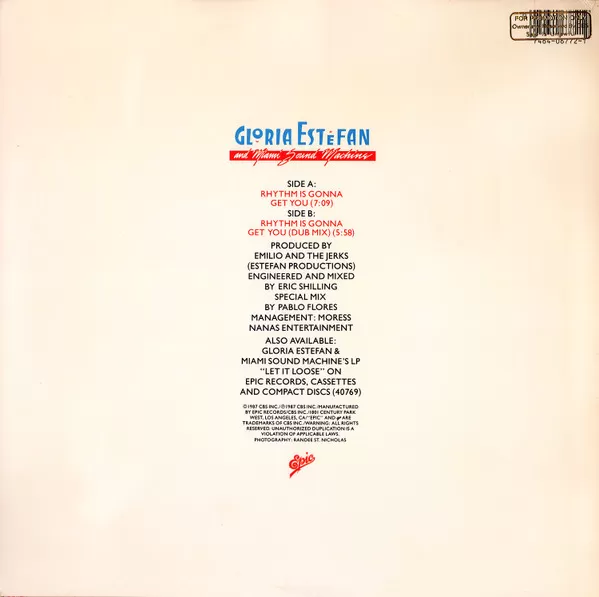 Gloria Estefan And Miami Sound Machine – Rhythm Is Gonna Get You maxi single usado - Imagen 2