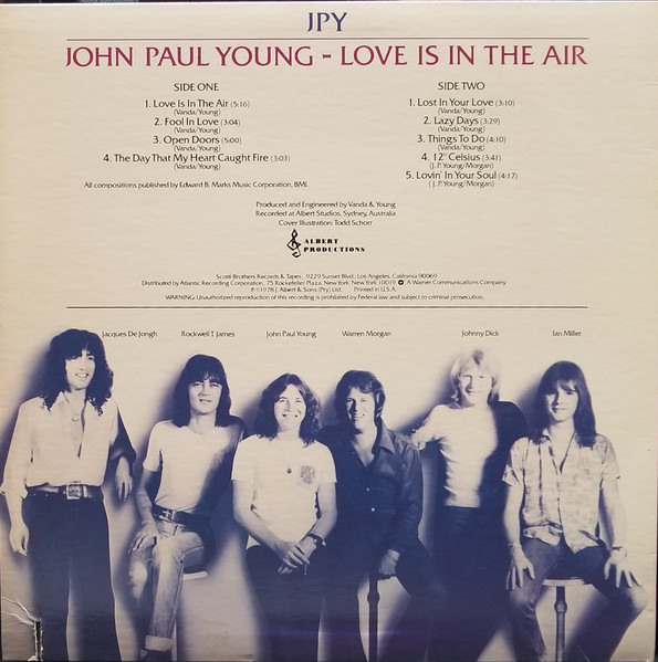 John Paul Young – Love Is In The Air vinilo usado - Imagen 2