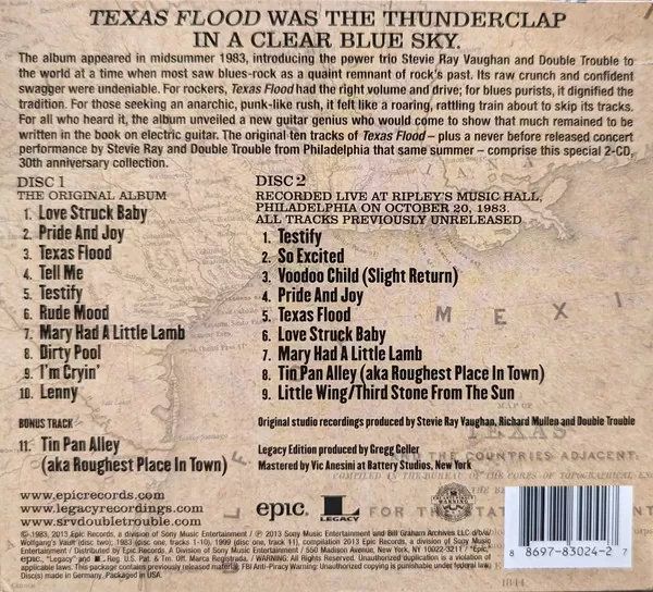 Stevie Ray Vaughan And Double Trouble – Texas Flood cd doble nuevo - Imagen 2