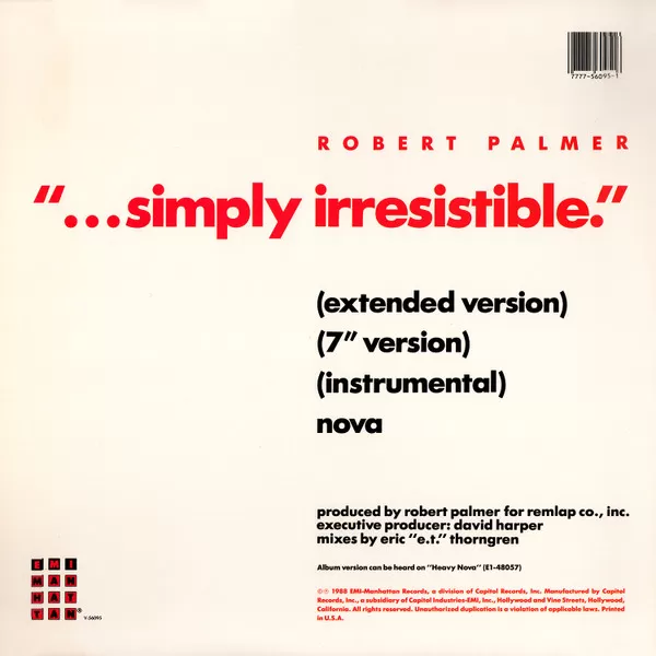 Robert Palmer – Simply Irresistible (Extended Version) maxi single usado - Imagen 2