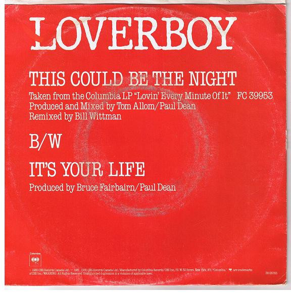 Loverboy – This Could Be The Night vinilo single 7″ usado - Imagen 2