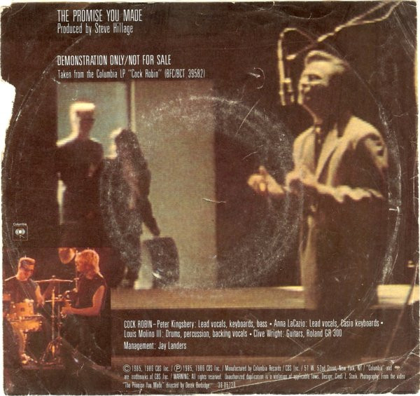 Cock Robin – The Promise You Made vinilo single 7″ usado - Imagen 2