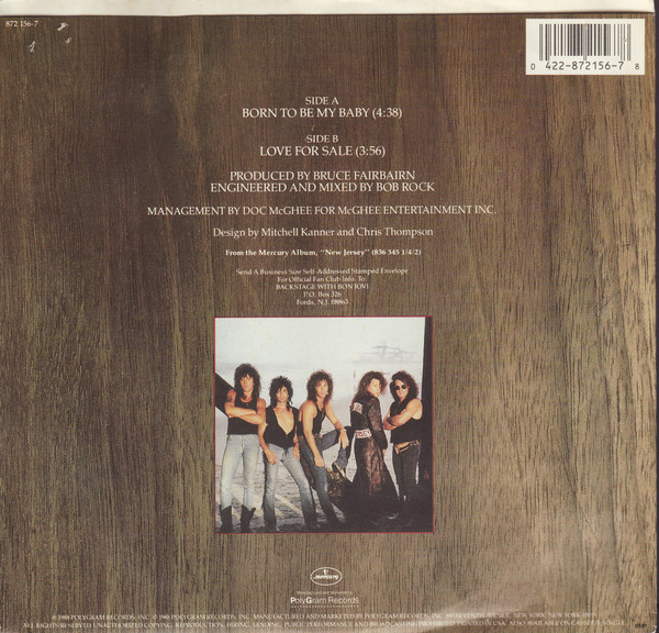 Bon Jovi – Born To Be My Baby vinilo single 7″ usado - Imagen 2