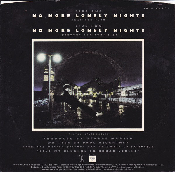 Paul McCartney – No More Lonely Nights vinilo single 7″ usado - Imagen 2